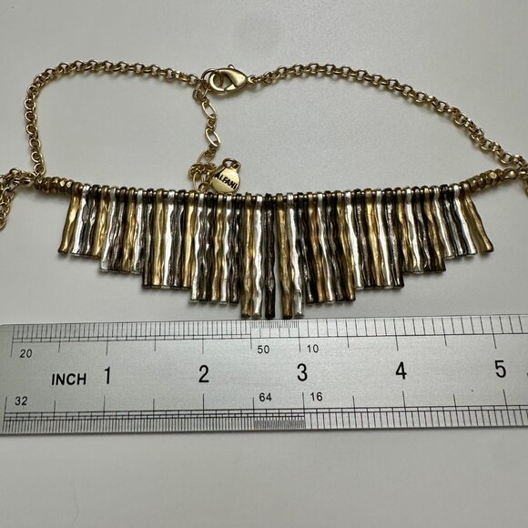 Alfani Necklace Jewlery Statement 21" Adjustable Mixed Silver & Gold Tone Bib - Picture 6 of 6